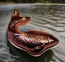 Vintage Copper Plated Aluminum Koi Fish Shaped 4 cup Jello Mold 12