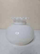 Vintage White Milk Glass Ruffled Hurricane Table Lamp Replacement Globe Shade picture