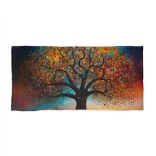 Abstract Tree of Life Colorful Gustav Klimt Inspired Boho Beach Towel picture