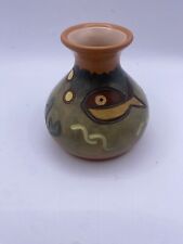 Vintage Pablo Seminario Urubamba Pottery Vase Cusco Handmade Peru Fish Sea Motif picture