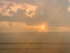(AtG) Found Photo Photograph Snapshot Color Ocean Sunset Beautiful Artistic Sun  picture