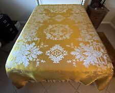 Vintage Italian Gold Damask Bedspread Coverlet 84x98 Shimmery & Gorgeous picture