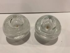 Pair Vintage Clear Round Bubble Art Glass Oil Lamp Paperweight Poland picture