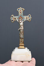 ⭐antique religious cross,crucifix,enameled bronze,19 th Century picture