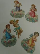 Antique Victorian Scrap Angels Diecut Cherubs Cloud Paper Ephemera Fine Details picture