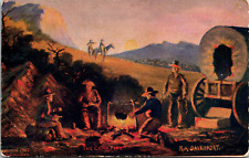 Antique Postcard Western Cowboy Camp Artist Signed Art R. A. Davenport picture
