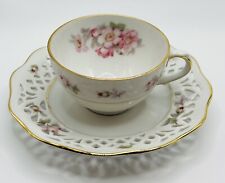 Schumann Arzberg Germany E&R Golden Crown Porcelain Rosedale Tea Cup Saucer Set picture