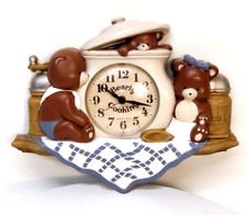 Vtg Burwood products Wall Clock 3 Bears BEARLY COOKING plastic kitchen decor 80s picture