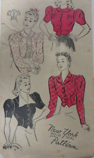 Vintage 30's NEW YORK Gold Seal FANCY BLOUSE Sewing Pattern Women Sz 14 Bust 32