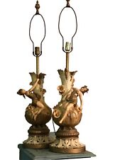 GORGEOUS Pair Of Auguste Moreau HEAVY Metal Lamps Very RARE & Very WOW picture