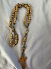 Religious Gifts Wooden Bead  Cord Rosary with Engraved Wooden  Crucifix Unique picture