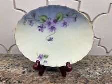 Vtg Hand-Painted Porcelain Soap/Trinket/Pin Dish Decorated with Purple Violets picture