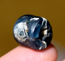 Ancient Islamic Blue Glass Mandrel Wound Bead W Cane Excavate Mali African Trade picture