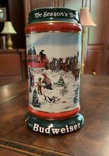 1991  Anheuser Busch  AB  Budweiser Bud Holiday Christmas Beer Stein Clydesdales picture