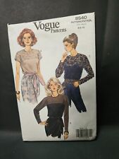 Vogue Patterns 8540 Size 10 Top Cut Complete 1992 picture