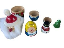 Christmas Wooden Nesting Doll Set: Santa, Tree, Angel, Snowman picture