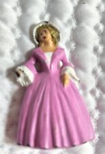 Vintage Painted Cast Metal Figurine Miniature VTG Woman In Pink W/hat Used picture