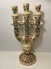 Vintage Ukranian Kosiv Hand Painted Ceramic (Clay) Candle Holder picture