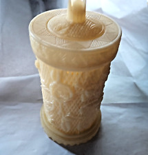 Vintage Plastic Ivory Flower Lidded Container With  32 Party Picks picture