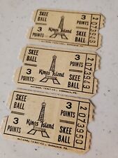3 Lot Rare Early Vtg 2nd Series Yellow Original Kings Island Skee Ball Tickets  picture