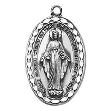 Miraculous Large Oval Sterling Silver Medal Size 1.5 in L with 27 in Chain picture