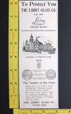 RARE Antique 1896 Ad – Libbey Glass 1893 World’s Fair Columbian Exposition Vtg picture