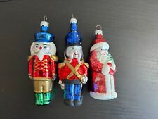 Nutcracker Toy Soldier Blown Glass Christmas Ornaments Set of 2 picture