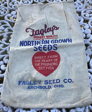 VTG ADV FABRIC SEED FEED SACK BAG SEEDS W/HEART ❤️ARCHBOLD OHIO 1947 TAG picture