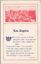 Vintage 1910s LOS ANGELES, California Greetings Postcard Poem / Panorama View picture