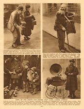 London street musicians/hawkers. Gramophone concertina toys 1926 old print picture