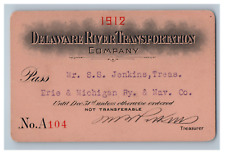 1912 Delaware River Transportation Co. Railroad Employee Pass Low Number A104 picture