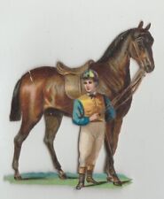 1890s SMALL VICTORIAN DIECUT - HORSE & JOCKEY picture