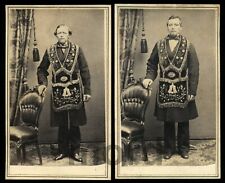 1860s Masonic CDV Photos San Francisco Freemasons with Civil War Tax Stamps BUSH picture