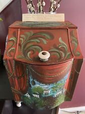 NICE Antique 19th C Hand Painted Tin TOLEWARE Box Tea Caddy WILLIAM MOULIS picture