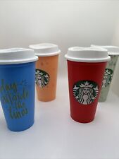 Lot Of 4 Starbucks Coffee Reusable Travel Tumbler Plastic Cups 16oz picture