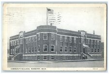 1930 Exterior View Community Building Newberry Michigan Antique Vintage Postcard picture