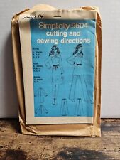 Simplicity #9604 Cutting And Sewing Directions Dress, Tunic, And Pants picture