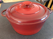 Vintage Staub Basix Cast Iron Dutch Oven #26 5 Quart Red Made In France picture