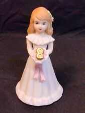 ENESCO Growing Up Birthday Girls Age 8 Porcelain Figurine Brunette 1980s Vintage picture