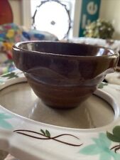 Antique earthenware brown mixing bowl 5” beehive tapered ornate rim picture