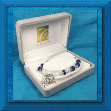 CREED GIFT BOXED Birthstone Month ROSARY BRACELET 6mm September Sapphire Blue picture