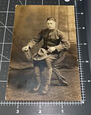 1910s WWI Military ARMY Man Antique RPPC PHOTO Postcard #3 picture