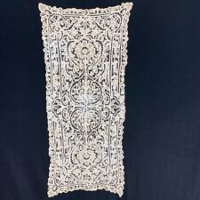 Vintage Battenburg Lace Table Runner Off White 15 X 34 in Excellent Condition picture