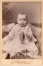 Olean NY Cute Baby Sitting Fur Blanket 1880s Antique Cabinet Card Albumen Photo picture