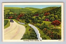 Saxton PA-Pennsylvania, Scenic Greetings, Automobile, Road, Vintage Postcard picture