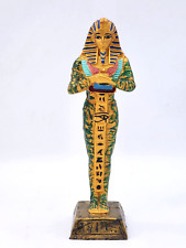 Unique King Tut Tutankhamen Egyptian Antique Multicolor Stone Statue Bazareg picture