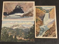 Vintage 1930's Linen Yellowstone NP Postcards Lot of 3 picture