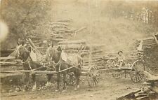 Postcard RPPC C-1910 Logging wagon occupation horse team TR24-4648 picture
