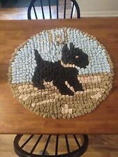 Antique 1940s? Scotty Dog Round Rug Plush W/backing Neutral Colors 29 X 29 NICE picture