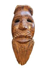 VTG Carved Wood Mask African Tribal Hand Carved Wall Hanging Moroccan Large  picture